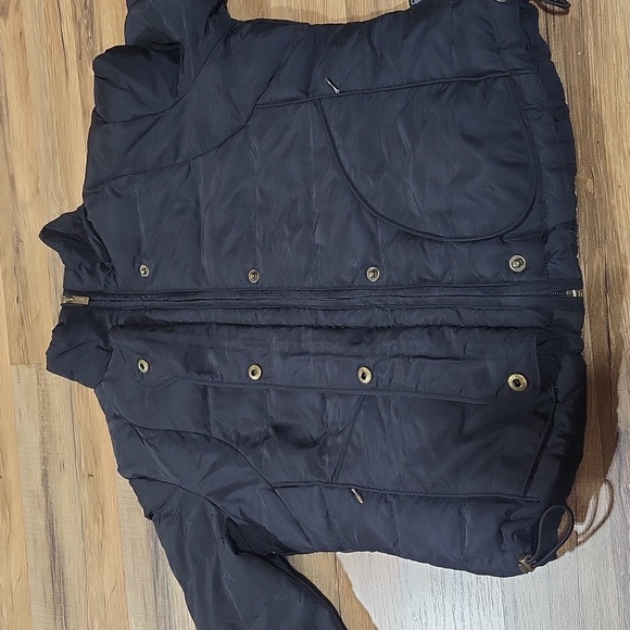 CALVIN KLEIN Black Full Zip Puffer Nylon Coat w/ Toggle Waist & Adjustable Cuffs - Picture 5 of 16